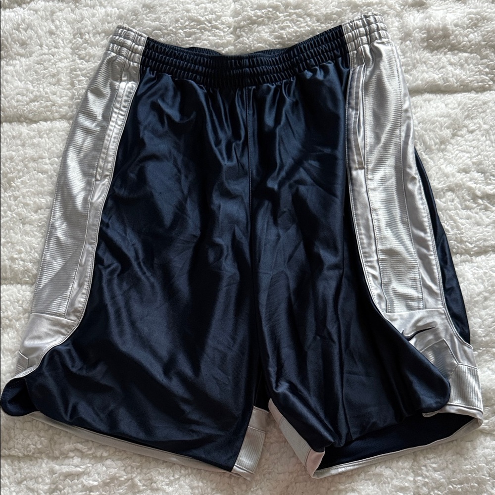 Nike Dark Blue and Silver Athletic Shorts